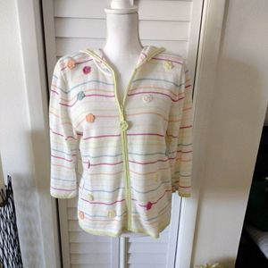 Christopher & Banks women's zip hoodie hand embroidered floral Vintage M‎